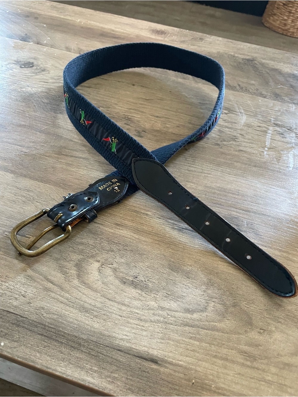Golf Sports Navy blue Canvas Boy’s 12
casual belt square brass belt 31”